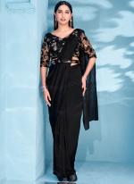 Lycra Black Party Wear Beads Work Ready To Wear Saree